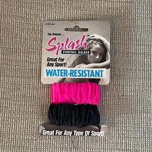 Splash Vibrant Pink and Black Water-Resistant Ponytail Holder